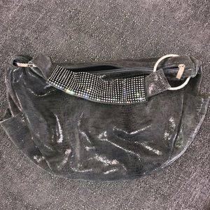 Grey Italian Leather Studded Purse